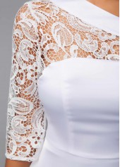 White dresses,Plain Color dresses,ROTITA Lace White One Shoulder Maxi Dress