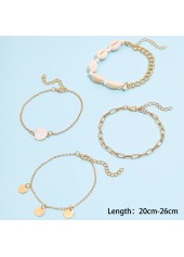 Golden jewelry,Other jewelry,Metal Detail Shell Design Golden Anklet Set