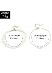 Silver jewelry,Other jewelry,Round Pearl Design Layered Silver Anklet Set