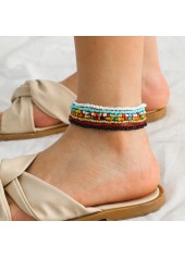 Beads Detail Multi Color Layered Design Anklet Set