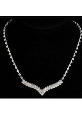 Silver jewelry,Other jewelry,Silver V Shape Zircon Earrings and Necklace