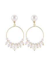 White jewelry,Other jewelry,1 Pair White Pearl Round Earrings