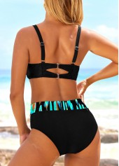 Cyan swimwear,Geometric swimwear,ROTITA Criss Cross Cyan Geometric Print Bikini Top