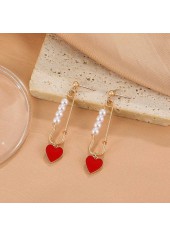 Gold jewelry,Other jewelry,Pearl Gold Heart Design Alloy Earrings
