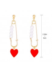 Gold jewelry,Other jewelry,Pearl Gold Heart Design Alloy Earrings