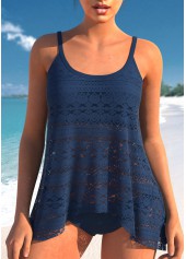 ROTITA Lace Spaghetti Strap Navy Tankini Top-No Bottom