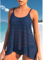 ROTITA Lace Spaghetti Strap Navy Tankini Top-No Bottom