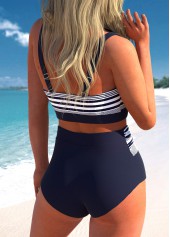 Navy swimwear,White swimwear,Striped swimwear,ROTITA Criss Cross Navy Striped Bikini Top