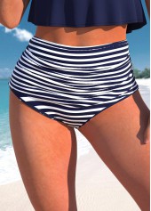 Navy swimwear,Striped swimwear,ROTITA Cut Out Navy Striped Bikini Top