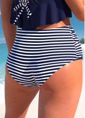Navy swimwear,Striped swimwear,ROTITA Cut Out Navy Striped Bikini Top