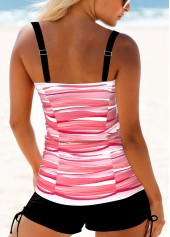 Coral swimwear,Striped swimwear,ROTITA Criss Cross Coral Red Tankini Top