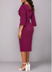 Dark Reddish Purple dresses,Plain Color dresses,ROTITA Split Dark Reddish Purple Bodycon Dress