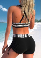 Black swimwear,Tie Dye swimwear,ROTITA Criss Cross Black Tie Dye Print Bikini Top