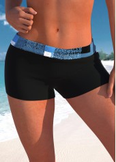 ROTITA Short de bain noir taille mi-haute à imprimé géométrique