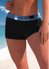 Black swimwear,Geometric swimwear,ROTITA Black Geometric Print Mid Waisted Swim Shorts