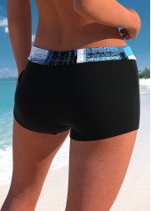 Black swimwear,Geometric swimwear,ROTITA Black Geometric Print Mid Waisted Swim Shorts