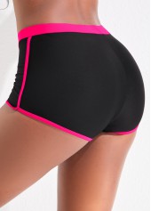 Hot Pink swimwear,Black swimwear,Contrast Color swimwear,ROTITA Criss Cross Hollow Hot Pink Bikini Top