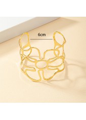 Golden jewelry,Plain Color jewelry,Golden Hollow Out Metal Open Bracelet