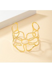 Golden jewelry,Plain Color jewelry,Golden Hollow Out Metal Open Bracelet