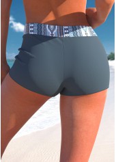 Dusty Blue plus size,Tribal plus size,Geometric plus size,ROTITA Plus Size Mid Waisted Tribal Print Swim Shorts