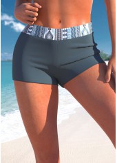Dusty Blue plus size,Tribal plus size,Geometric plus size,ROTITA Plus Size Mid Waisted Tribal Print Swim Shorts