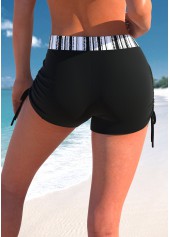 Black swimwear,Striped swimwear,ROTITA Black Striped Mid Waisted Swim Shorts