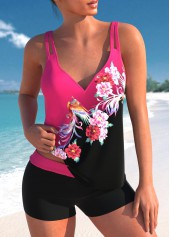 Hot Pink Floral Print Tankini Set