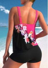 Hot Pink swimwear,Black swimwear,Floral swimwear,Animal Print swimwear,ROTITA Hot Pink Floral Print Tankini Top