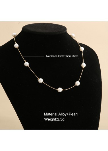 White jewelry,Pearl Design Metal Detail White Necklace