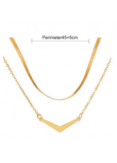 Gold jewelry,Plain Color jewelry,Layered Design Metal Detail Asymmetrical Gold Necklace