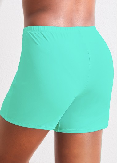 Mint Green plus size,Plain Color plus size,ROTITA Plus Size High Waisted Mint Green Swim Shorts