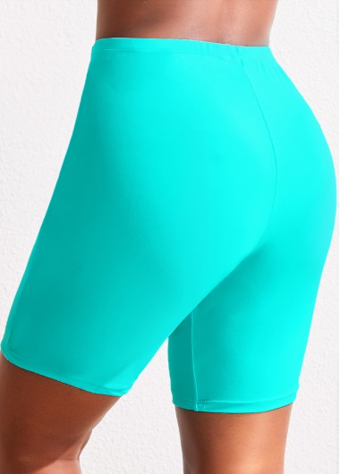 Cyan plus size,Plain Color plus size,ROTITA Plus Size High Waisted Cyan Swim Shorts
