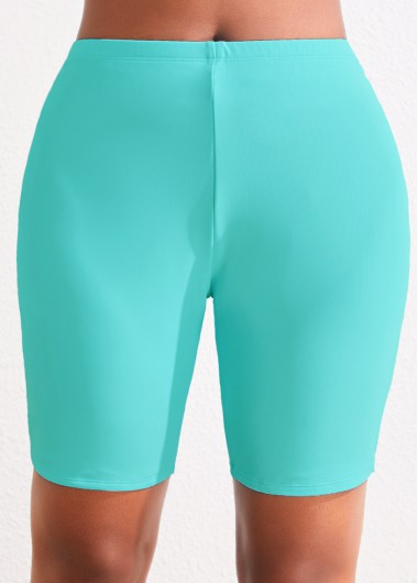 Mint Green plus size,Plain Color plus size,ROTITA Plus Size High Waisted Mint Green Swim Shorts
