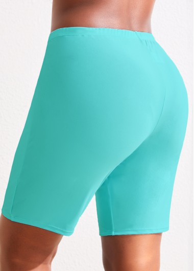 Mint Green plus size,Plain Color plus size,ROTITA Plus Size High Waisted Mint Green Swim Shorts