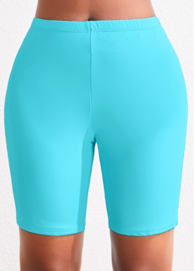 Neon Blue plus size,Plain Color plus size,ROTITA Plus Size High Waisted Neon Blue Swim Shorts
