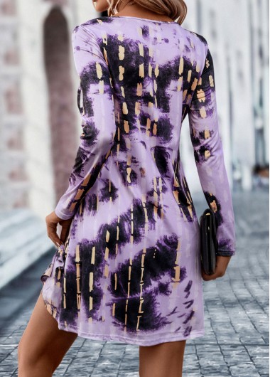 Purple dresses,Tie Dye dresses,Criss Cross Tie Dye Print Purple Dress