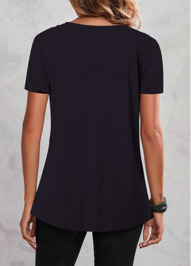 Multi Color tops,Paisley tops,Floral tops,ROTITA Cut Out Paisley Print Multi Color T Shirt