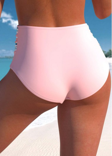 Light Pink swimwear,Striped swimwear,ROTITA Light Pink Multi Stripe Print Bikini Bottom