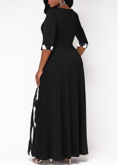 Black dresses,Graphic dresses,ROTITA Insert Graffiti Print Black Maxi Dress