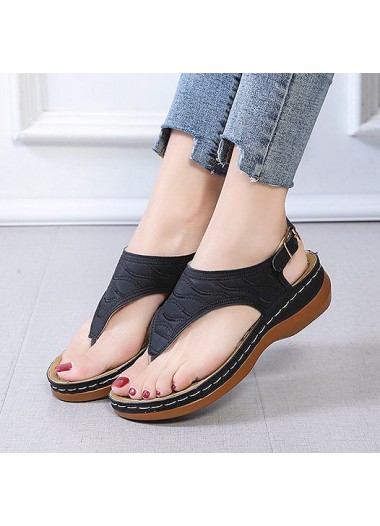 Black accessories,Plain Color accessories,Black Low Heel Toe Post Flip Flops