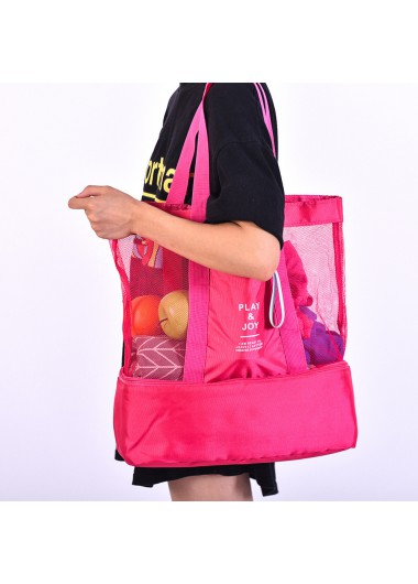 Hot Pink accessories,Plain Color accessories,Hot Pink Mesh Hasp Shoulder Tote Bag