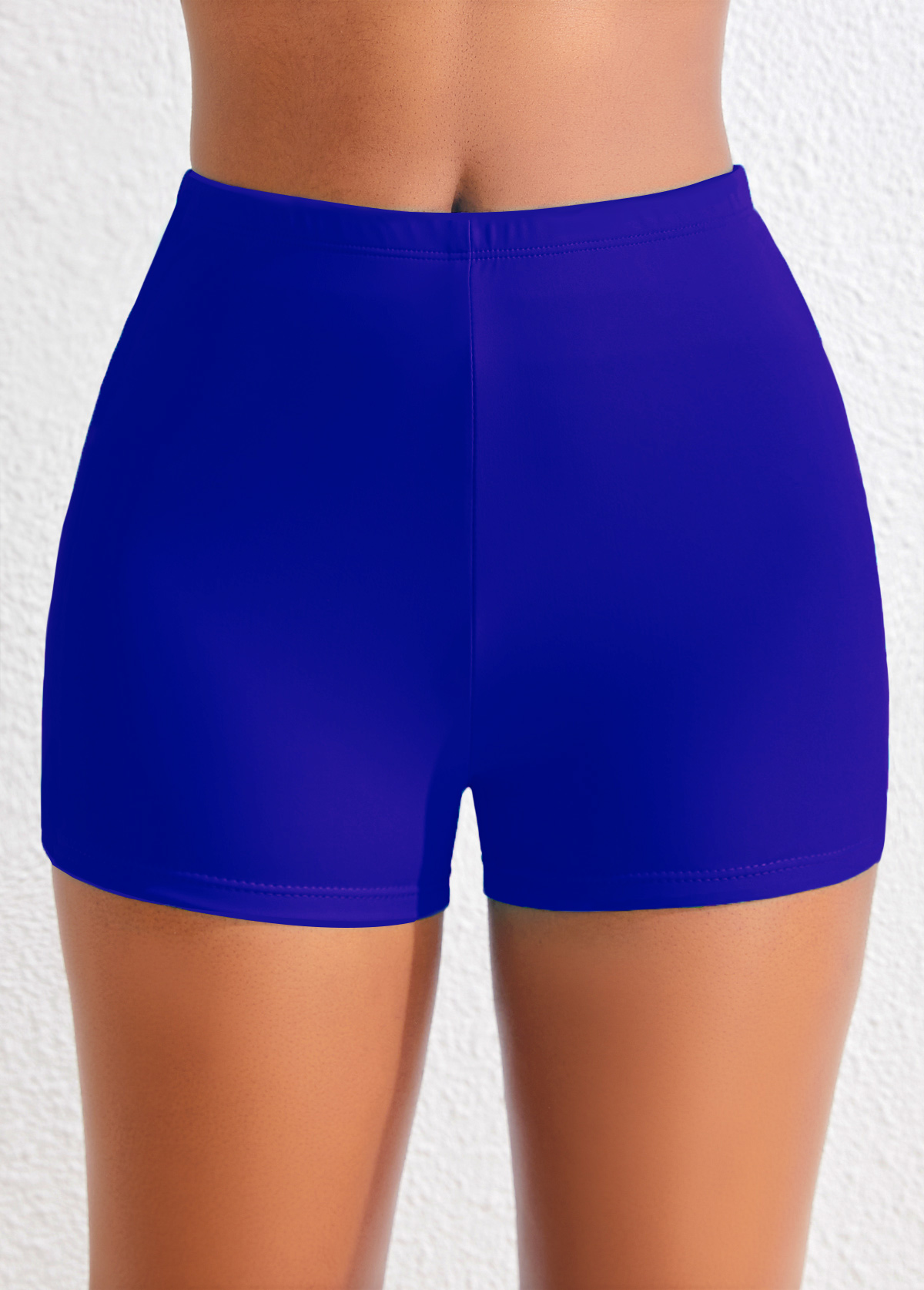 Royal Blue swimwear,Plain Color swimwear,ROTITA Blue Mid Waisted Swimwear Shorts