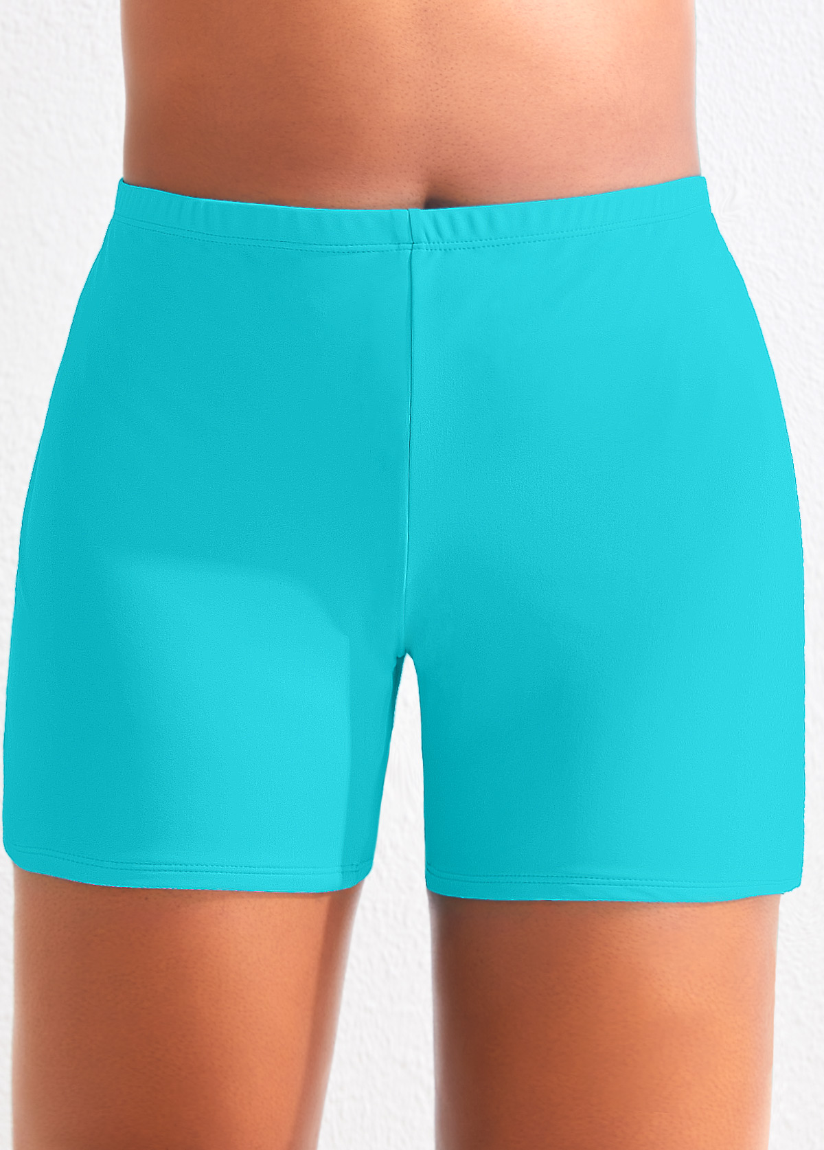 ROTITA Plus Size High Waisted Neon Blue Swim Shorts