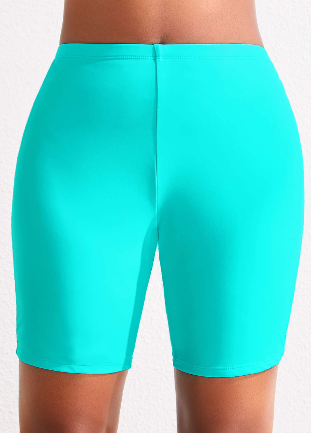 ROTITA Plus Size High Waisted Cyan Swim Shorts