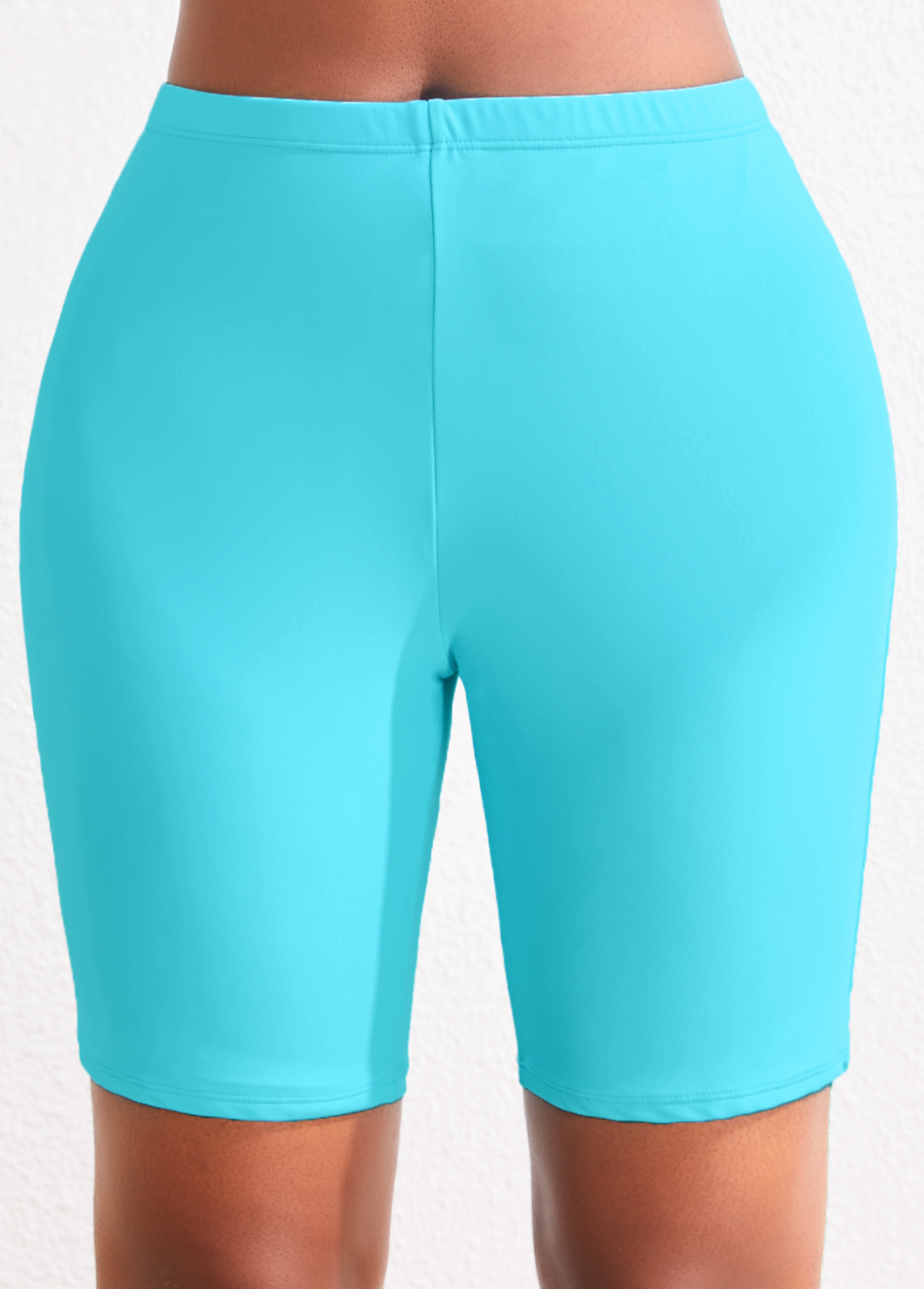 ROTITA Plus Size High Waisted Neon Blue Swim Shorts