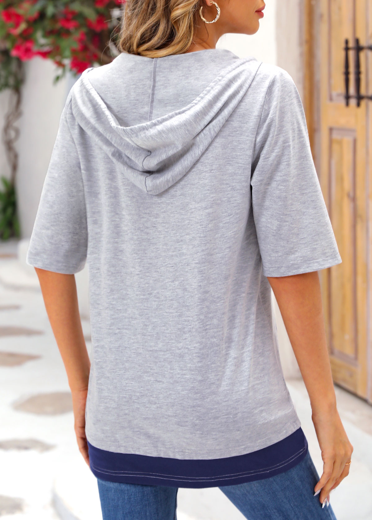 Light Grey Marl tops,Galaxy tops,ROTITA Pocket Star Print Light Grey Marl Hoodie