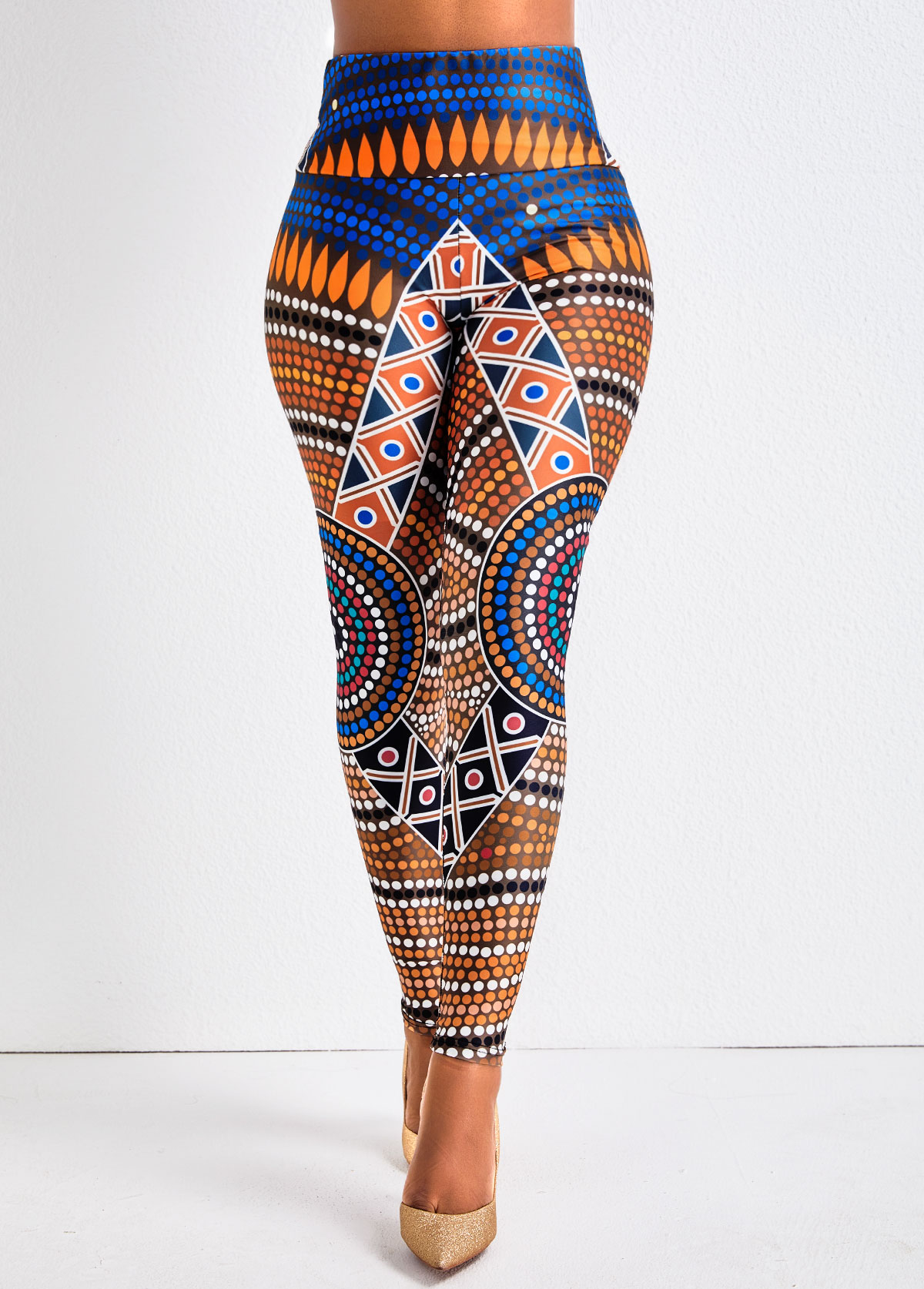 Multi Color bottoms,Tribal bottoms,Dot bottoms,Geometric bottoms,Tribal Print Multi Color High Waisted Leggings