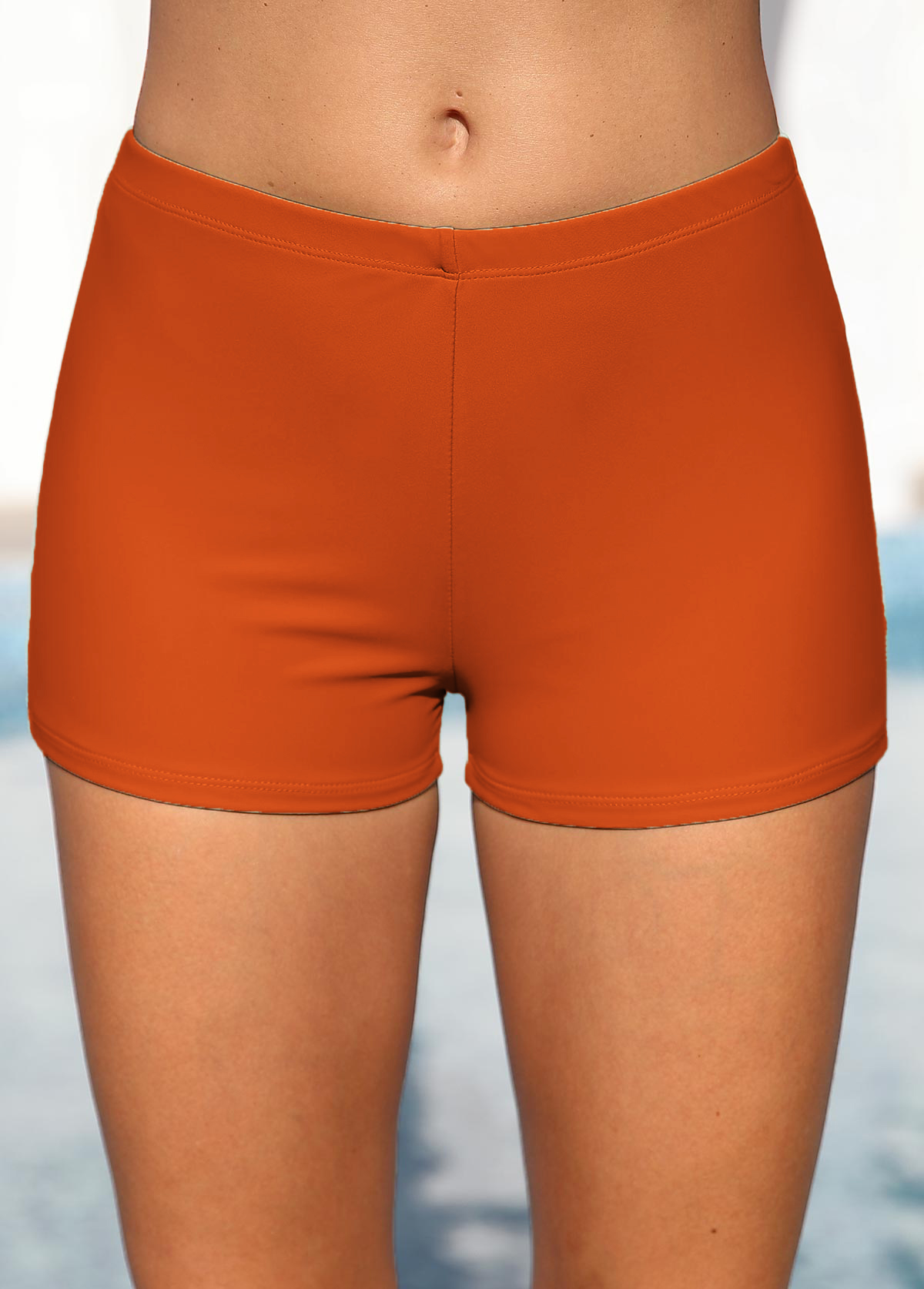 Rotita Orange Skinny Badeshorts mit mittlerer Taille