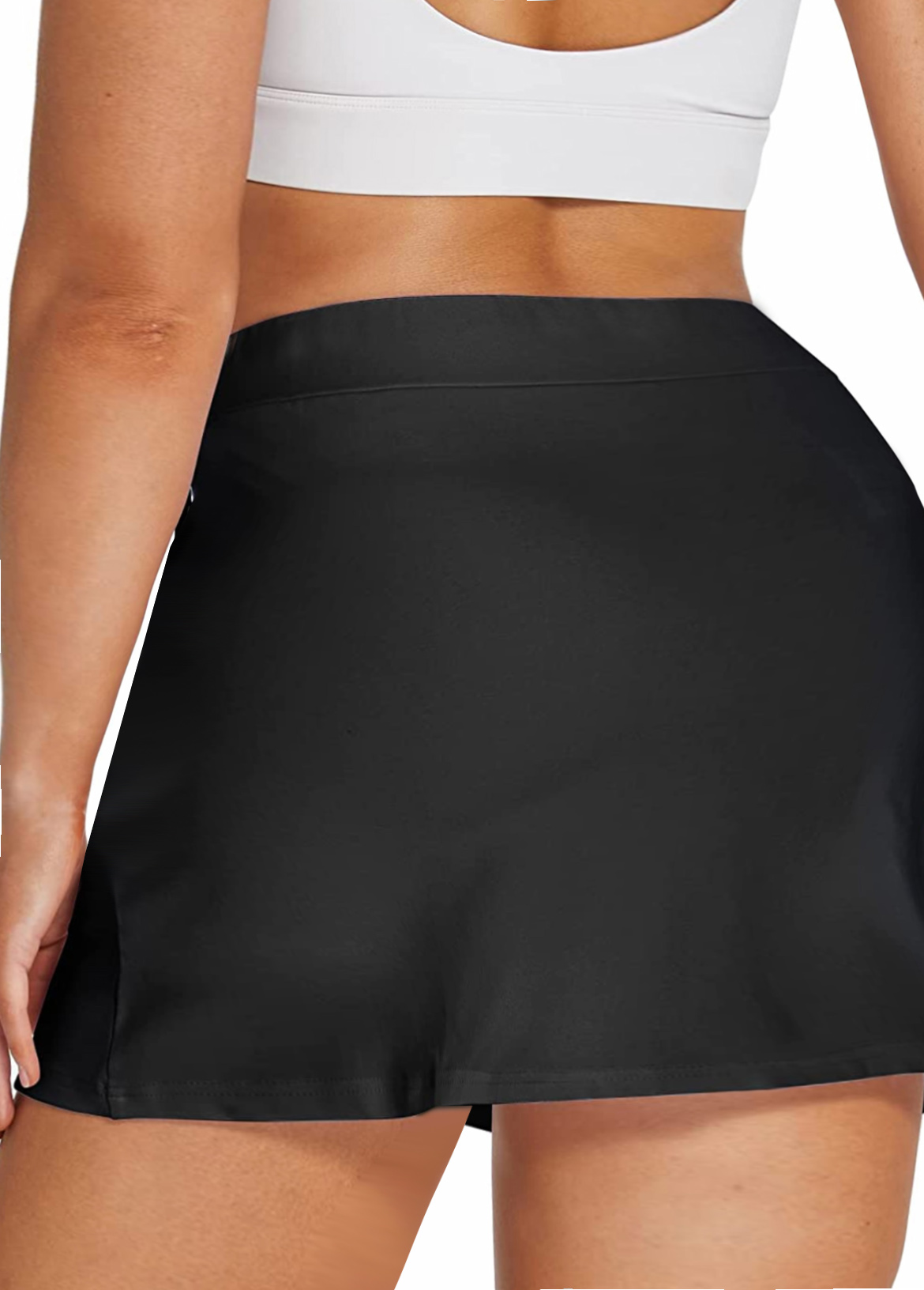 Black plus size,Plain Color plus size,ROTITA Plus Size Mid Waisted Black Pantskirt