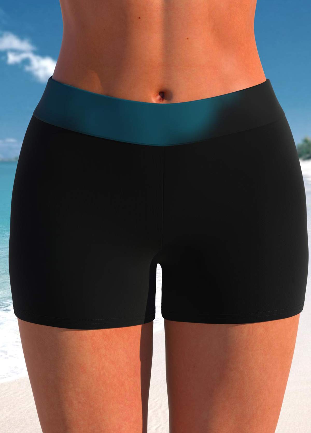 ROTITA Peacock Blue Ombre Mid Waisted Swim Shorts